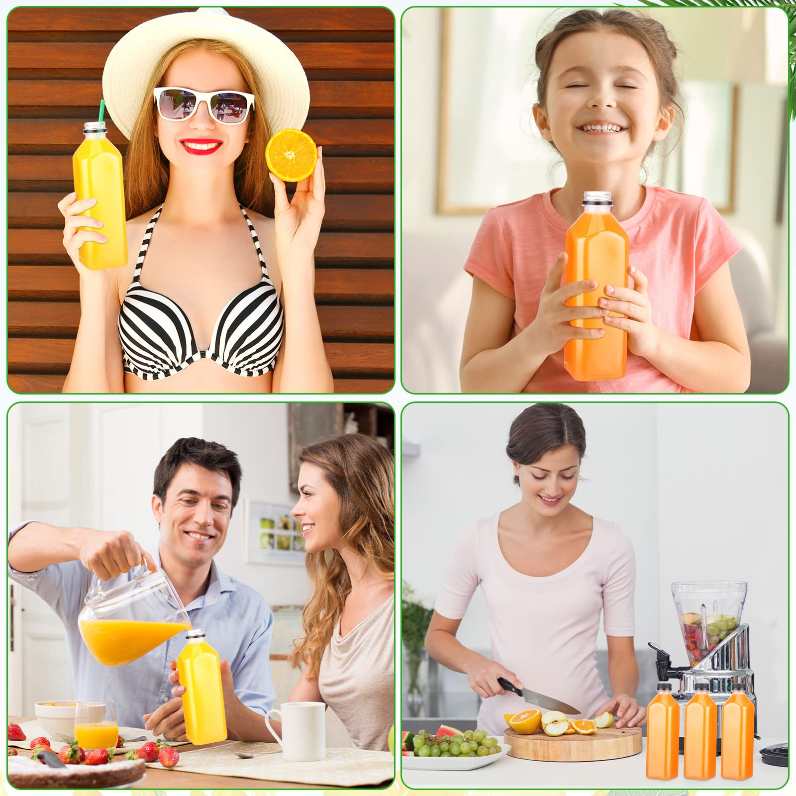 Didaey 30 bottiglie di plastica trasparenti vuote con coperchio, contenitori riutilizzabili per succhi di frutta, per congelatore, succhi di frutta, latte, frullati, bevande (nero)