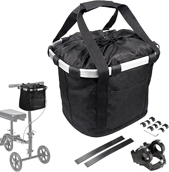 EDWERD Knee Walker Carrying Bag - Universal Foot Recovery Scooter Handlebar Pouch Storage Tote for Knee Scooter, Rollator, Wheelchair, Bike