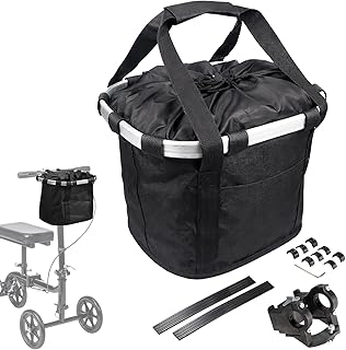 EDWERD Knie Walker Tragetasche - Universal Fußregenerationsroller Lenkertasche Aufbewahrungstasche für Knieroller, Rollator, Rollstuhl, Fahrrad (Schwarz - B)