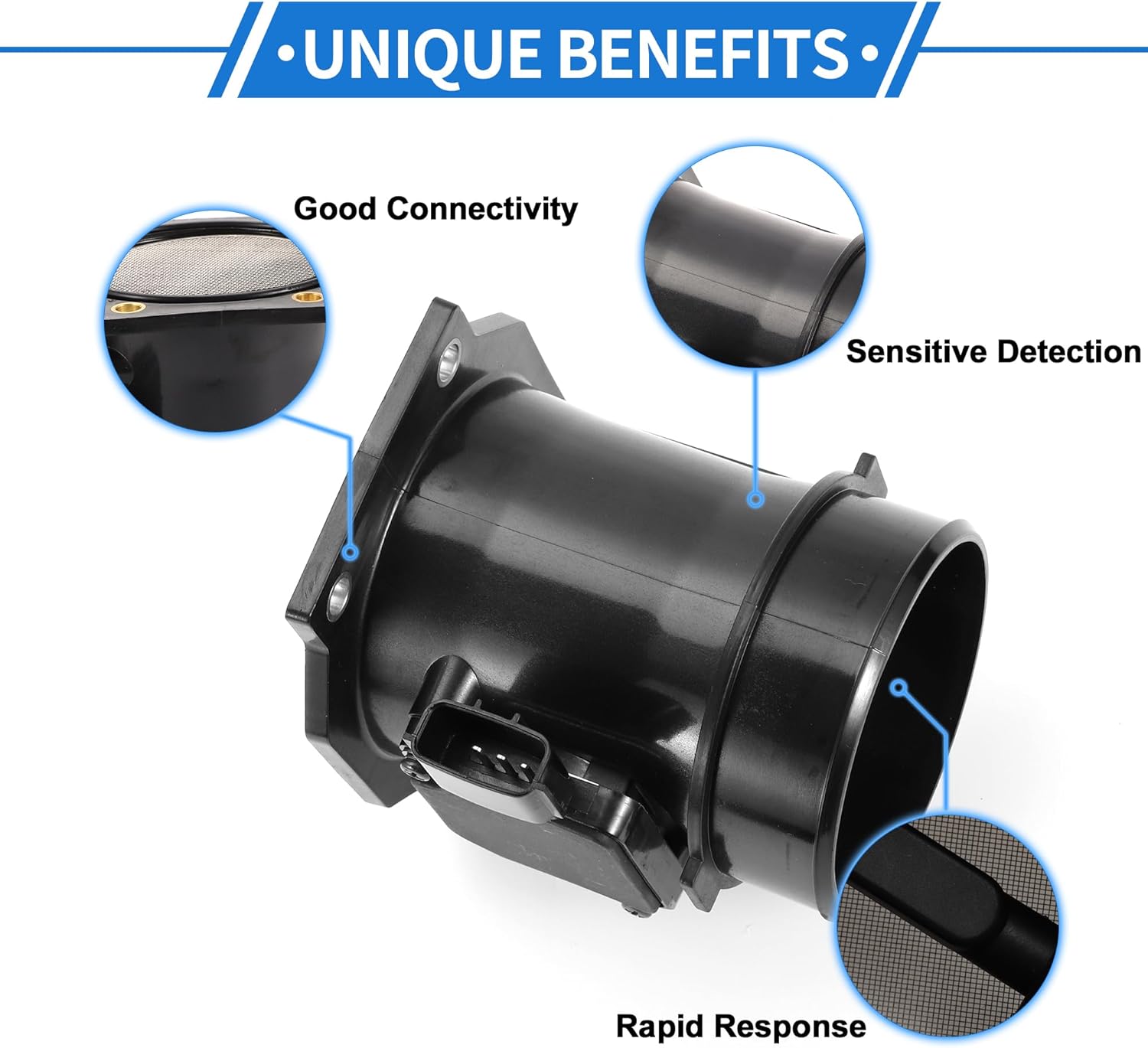 Mass Air Flow Sensor Assembly Compatible for Nissan Frontier 3.3L V6 1999-2004,Durable Plastic Metal Black