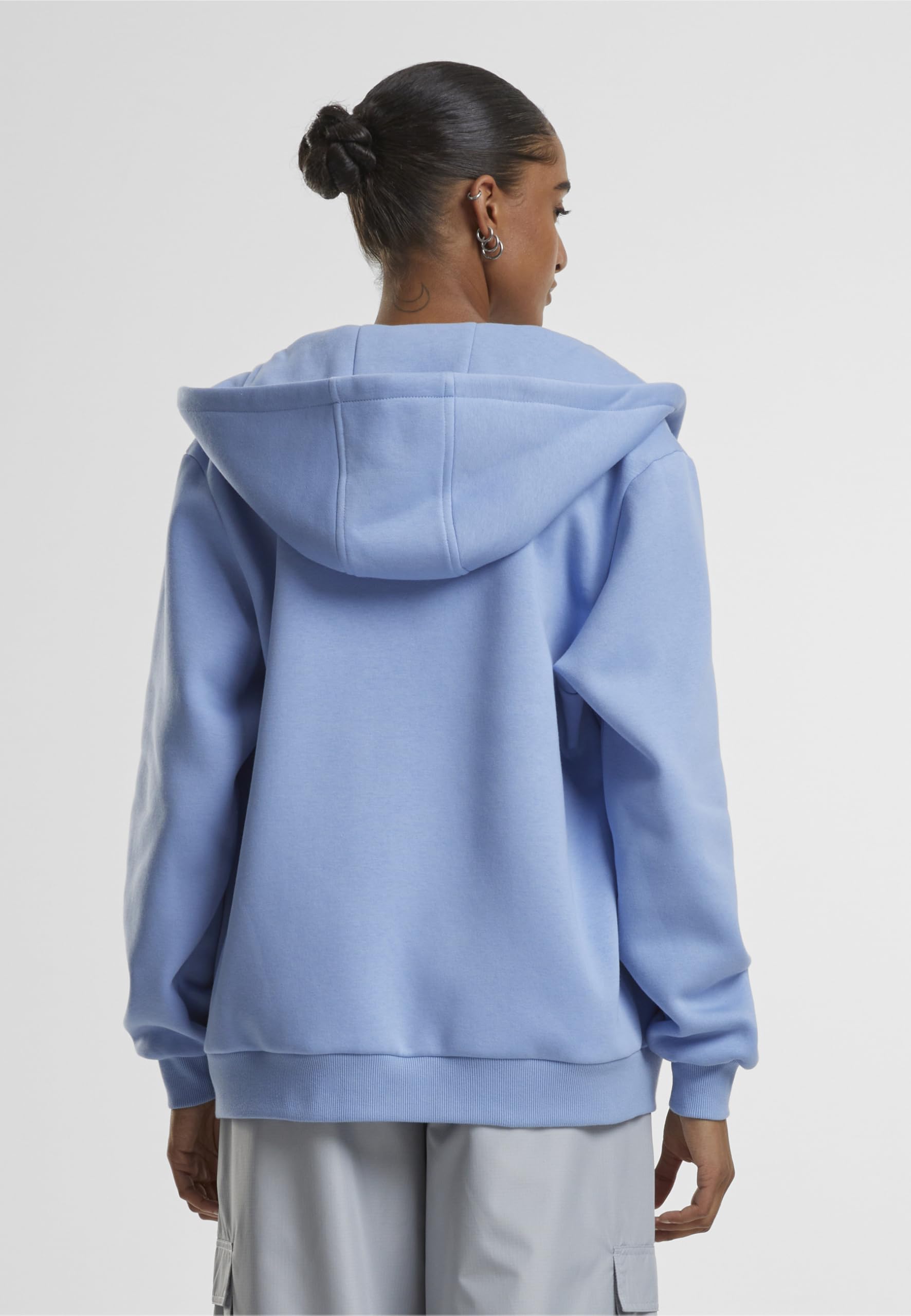 Urban Classics Damska bluza z kapturem, puszysta bluza z kapturem, z zamkiem b?yskawicznym, lu?ny krój, Powderblue, M