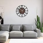 1st Owned Grandes horloges murales pour le salon Decor- Moderne 13" Silent non accrocheur, Batterie exploitée, Métal noir, Nombres arabes, Horloges de bois pour ferme, Salle à manger,Chambre,Décor mural de la chatte