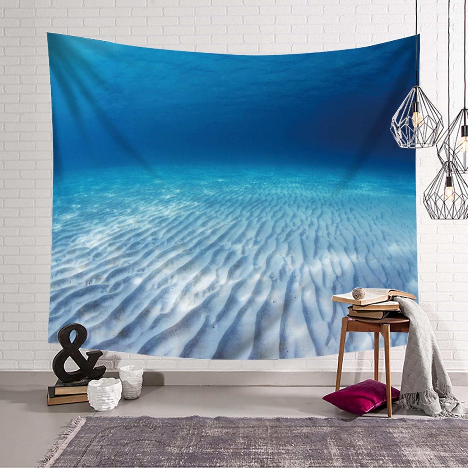 RDSGYZ Zasłona ścienna z motywem morza, dywan ścienny 260 x 240 cm, podwodna, makata, chusta na ścianę, dywan ścienny, dywan ścienny, sypialnia, pokój dziecięcy