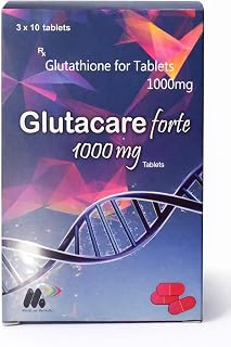 GLUTACARE FORTE Reduced Glutathione 1000 mg with Vitamin C for Glowing Skin | 30 Tablets | Antioxidant Supplement Price In India