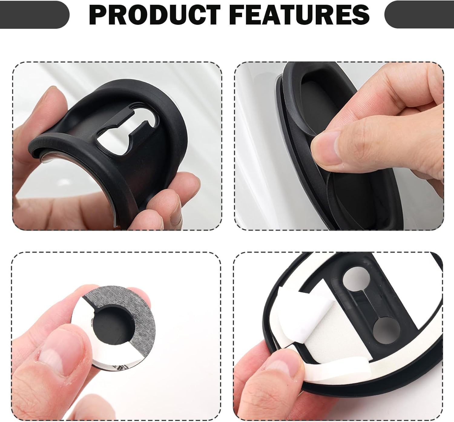 8PCS Car Door Strike Protector Kit with Door Shock Absorber,Upgraded Silicone Doors Latch Protective Cover with Full Adhesive Backing,Universal Car Doors Lock Cover