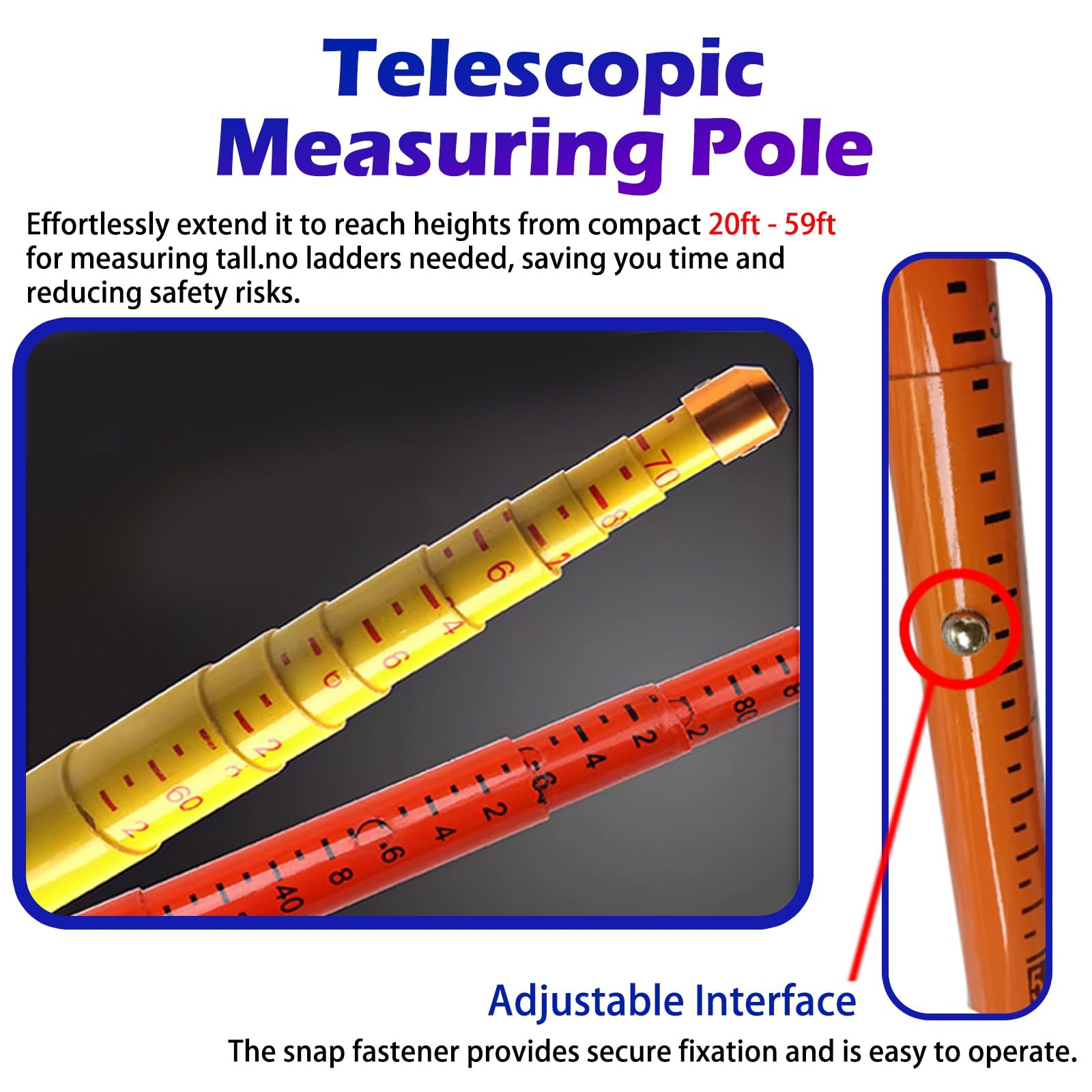Pértiga Telescópica Aislada Para Medición De Altura, Vara De Medición De Altura De Alto Voltaje Con Gancho De Medición,(18m/59ft)
