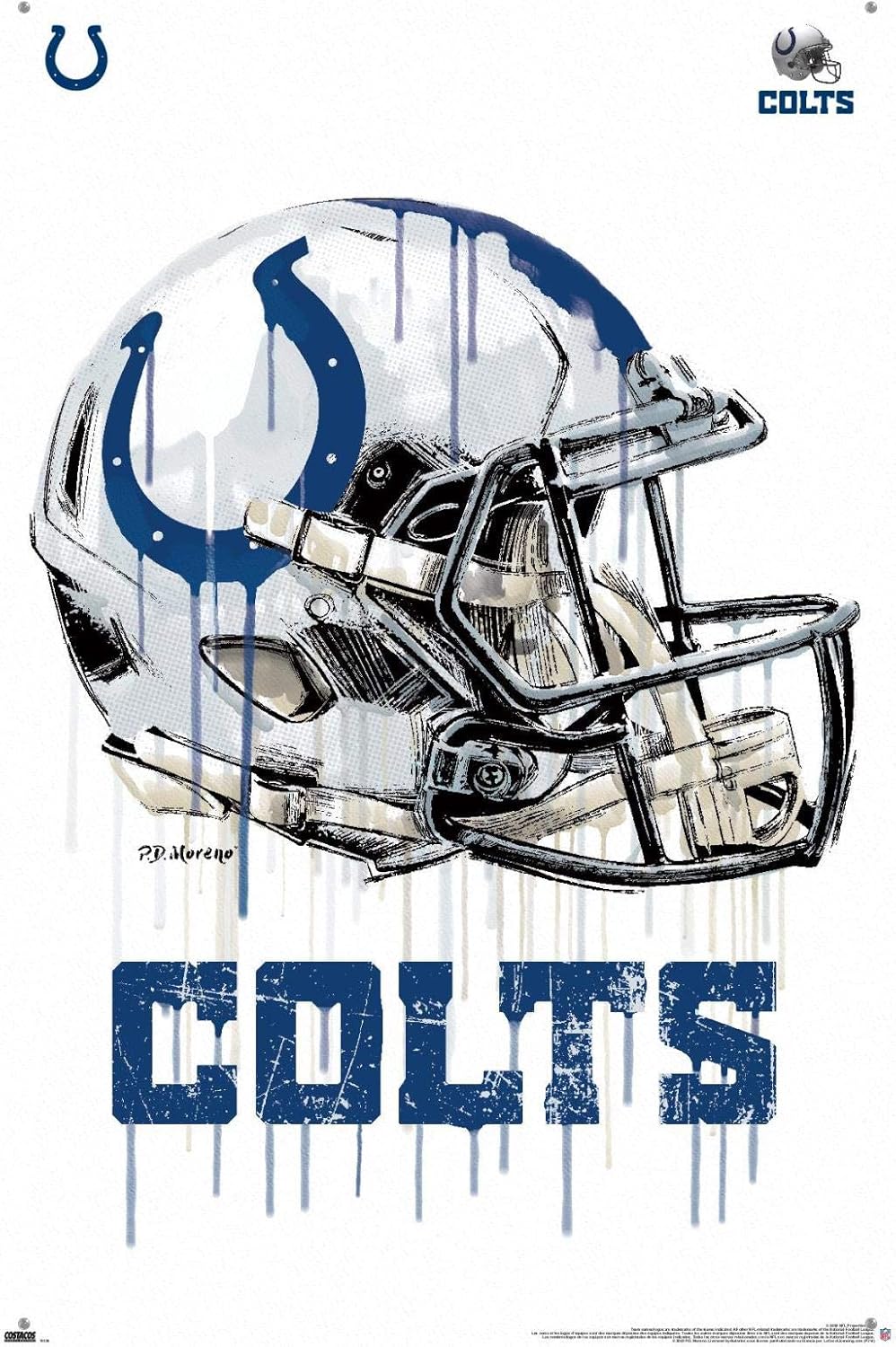 Trends International NFL Indianapolis Colts - Drip Helmet 20 Wall Poster with Push Pins