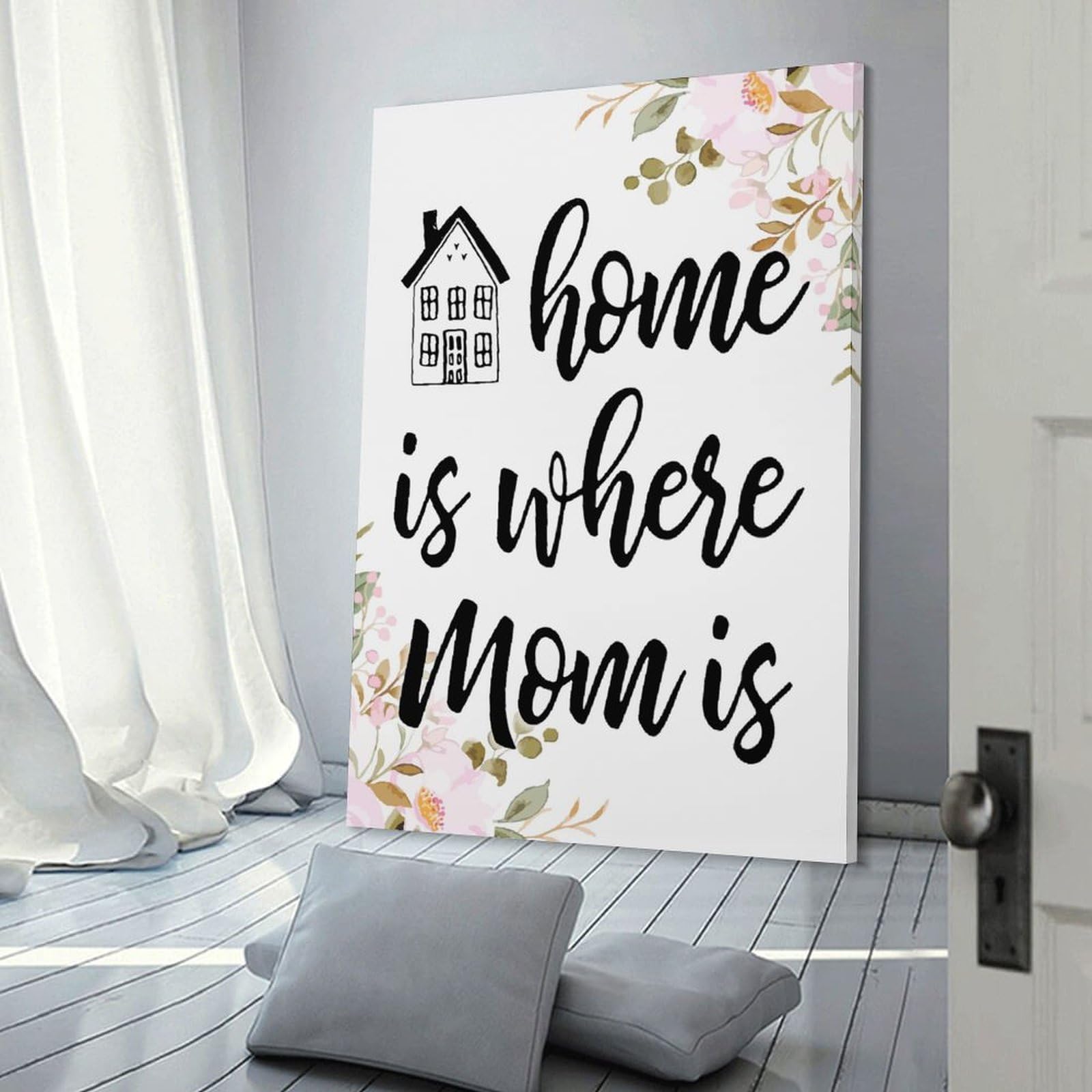 Junmoney Home Decor Wall Art Home Is Where Mom Is, 24x36inch(60x90cm), for Gallery Wall Decor And Room Displays, An Easy Match for Collected Prints