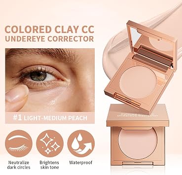 Under Eye Brightener with Brush - Dark Circles Under Eye Concealer Full Coverage - Under Eye Colour Corrector Concealer for Mature Skin,Waterproof Foundation Face Makeup Brush Kit(01 Light-Medium)