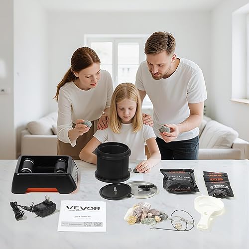Miniatura 8 de VEVOR Pulidor de Rocas, máquina pulidora de rocas de 1 libra, kit de pulir rocas con ajuste de 4 velocidades, temporizador de 1 a 9 días, kit de