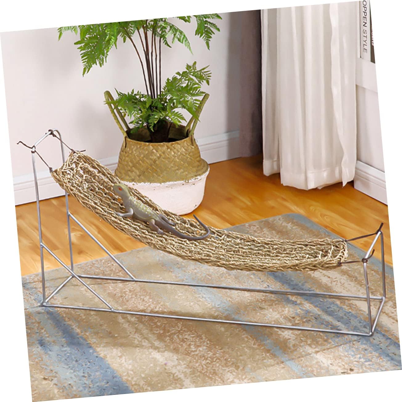 Happyyami 2PCS Seagrass Lizard Hammock Reptile PET Bed Lounger for Bearded Dragon and Small Reptiles Tank Accessories and Habitat Toys