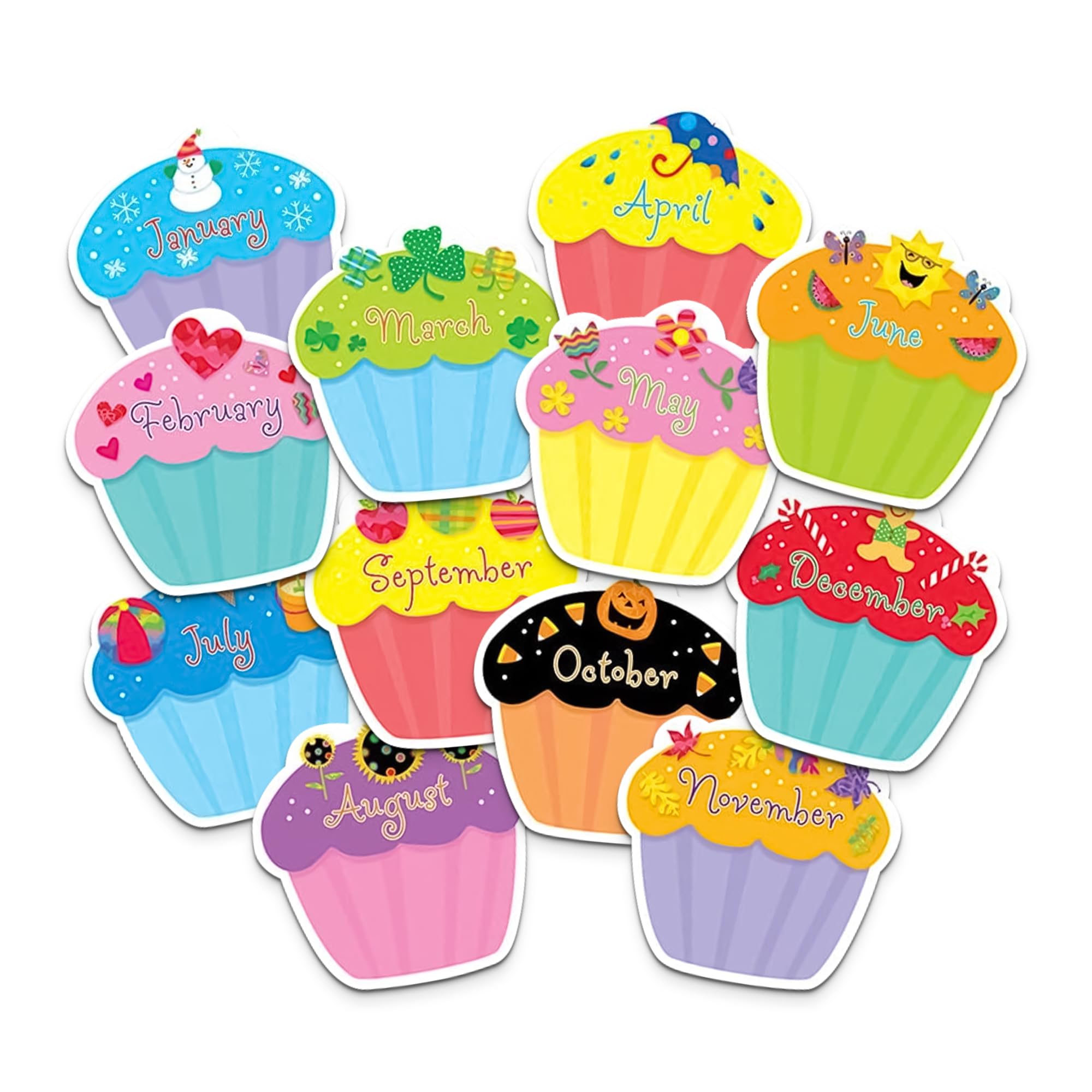 Creative Teaching Press Cupcake Accents for Bulletin Boards & Classrooms, CTP 10” Jumbo Designer Cutouts, 12-Piece Set
