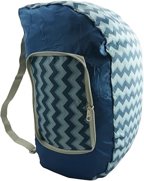 K-Cliffs Foldable Backpack Duffel Bag Convertible Lightweight Gym Bag 2 in 1 Day Pack Navy Blue Chevron Printed Pattern