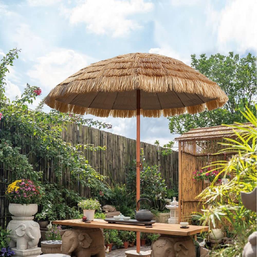 Parasol Extérieur Rond Parasol de Jardin Pliable pour Plage, Balcon, Piscine, Protection Solaire Hydrofuge, Diamètre 140cm, Hauteur 210cm