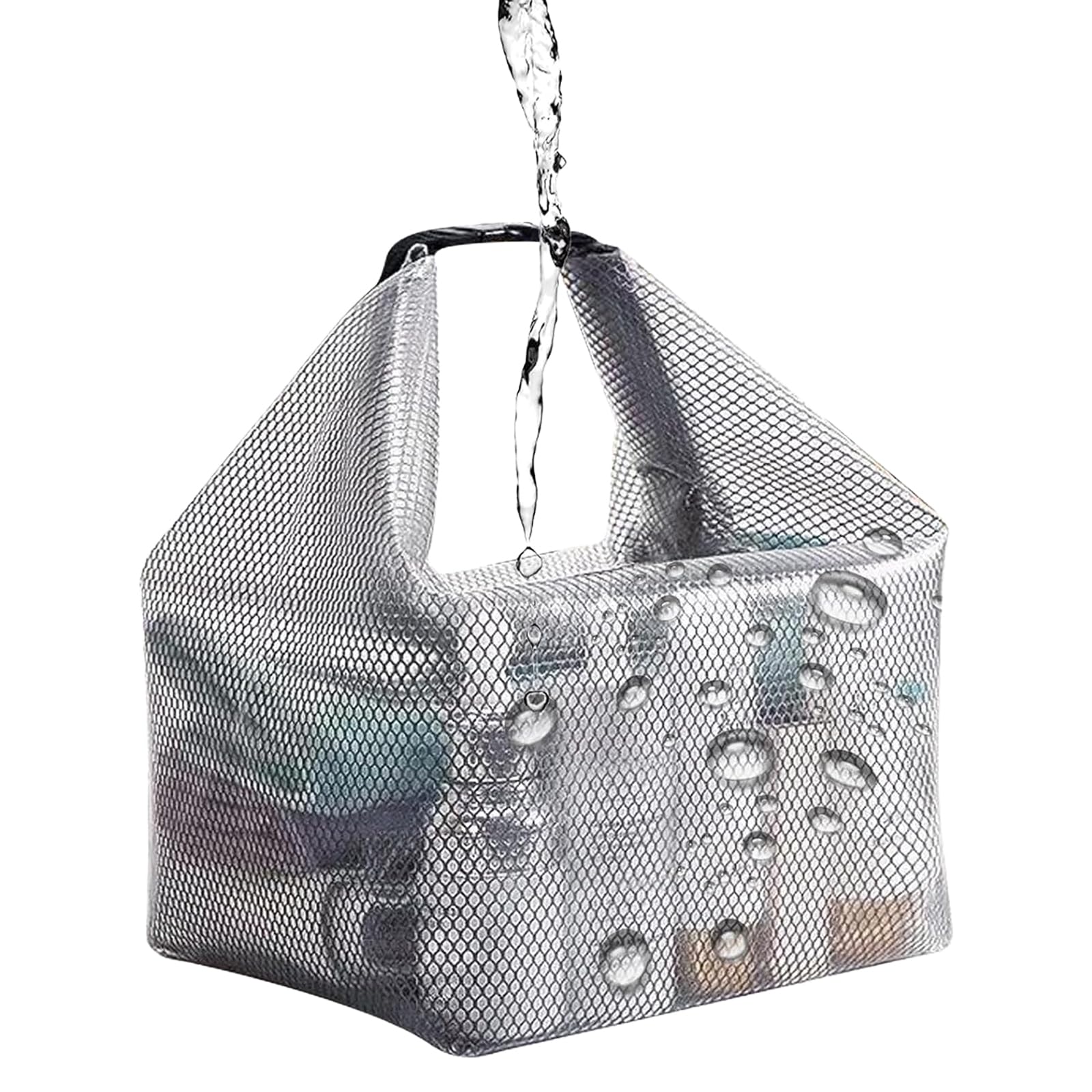 Borsa da Toilette Trasparente, Beauty Case da Viaggio Impermeabile, Pochette Cosmetica Portatile, Borsa Doccia in Rete con Manico per Campeggio, Nuoto, Palestra, Viaggio, Bagno