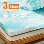 Sweetcrispy Jumeau XL Matelas en mousse de mémoire Topper, 3 Toppers de lit infusés en gel épais de pouce pour jumelles XL Lit de taille, Pads de matelas doux respirant pour canapé-lit, RV, Campeur bleu