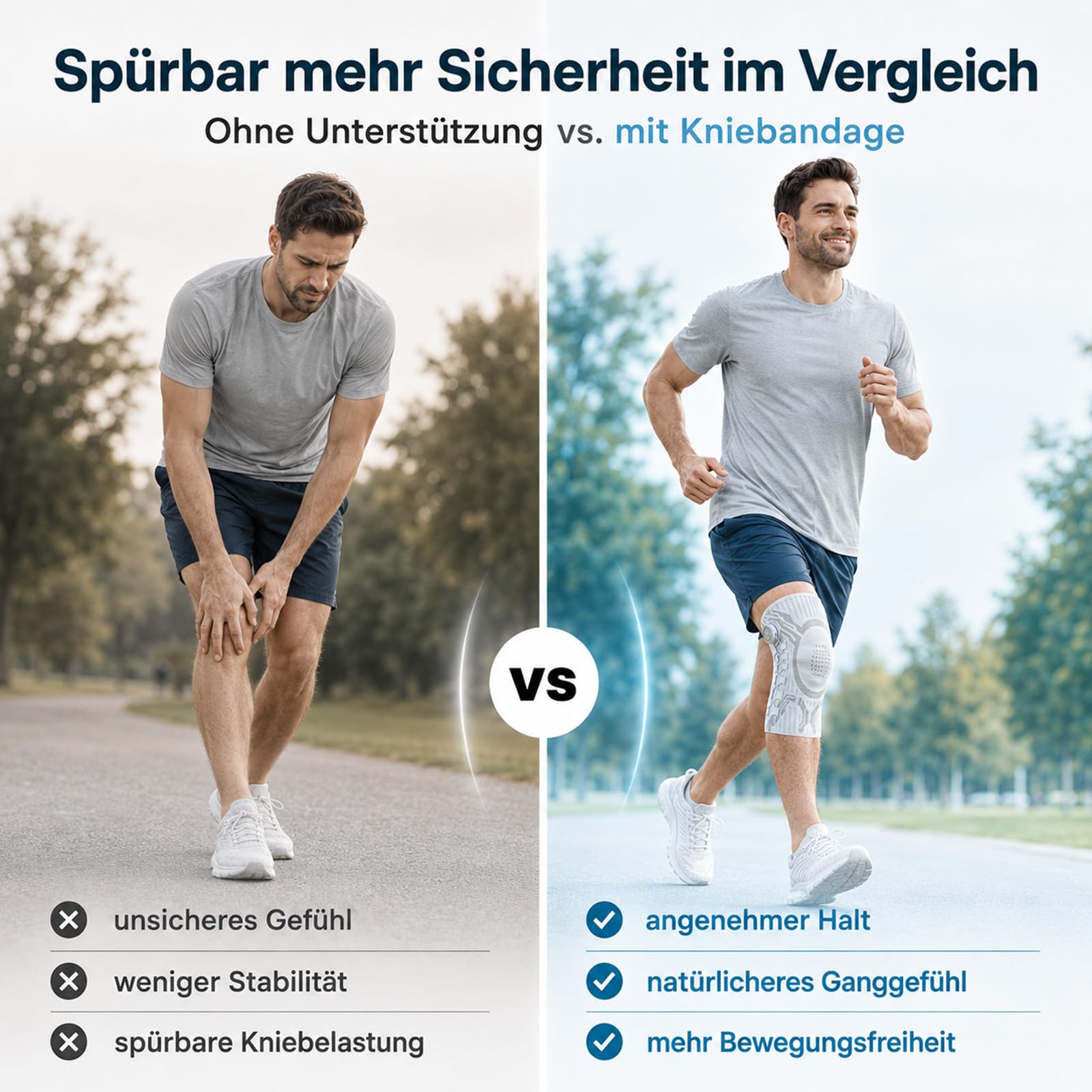 Reiteag Orthotel Kniebandage, Knieorthese Mit Patellaschutz, Stabilisierungsgurt und Vier-Wege-Kompression Bietet Optimale Unterstützung und Komfort