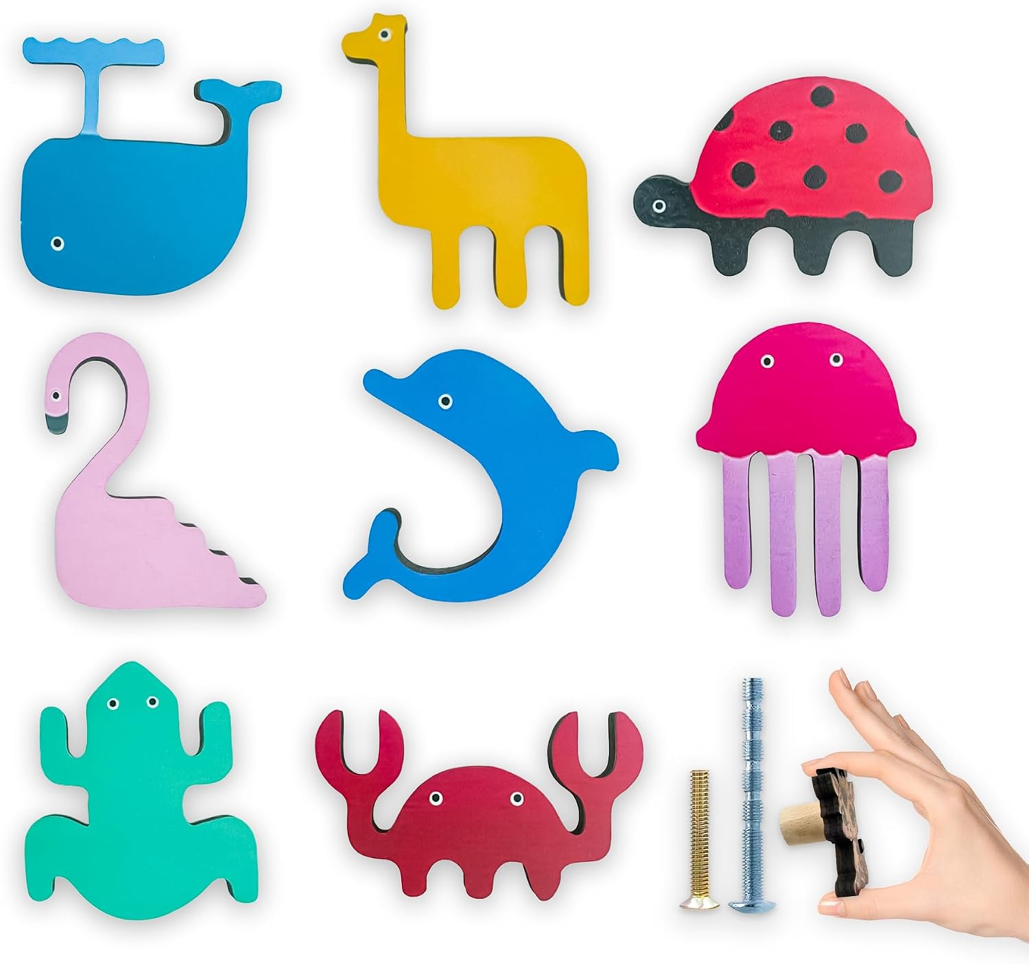 8 Sets Ocean Sea Animal Wood knob Cute Wooden Decorative Turtle Cabinet Nursery Kids Dresser Drawer knobs Coastal Drawer Pulls