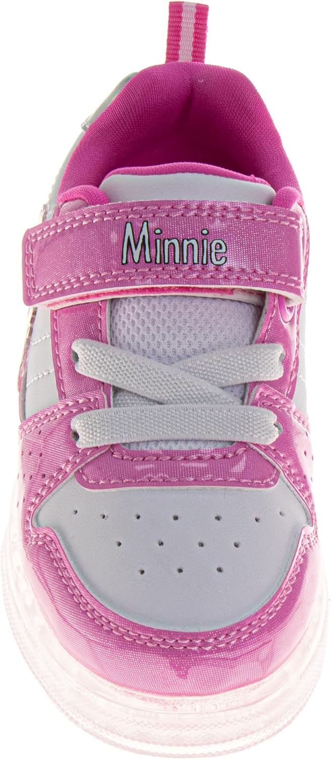 Girls Character Court Light Up Sneakers Minnie Mouse Frozen Stitch Paw Patrol Moana Disney Princess Casual LED Shoes for Girl Size 6-10 Toddler 11-12 Little Kid