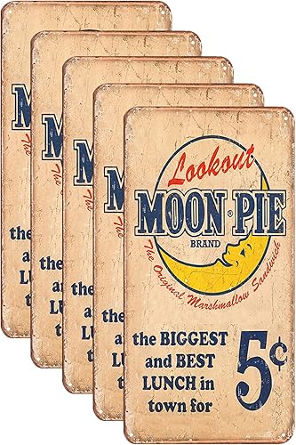 Letreros de lata de Lookout Moon Pie The Biggest And Best Lunch In Town for 5 Cent, vintage, café, campo, hogar, bar, decoración de pared, póster