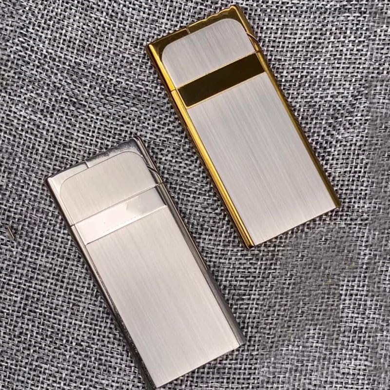 Encendedor portátil de gas butano ultra delgado, plateado miniatura 6