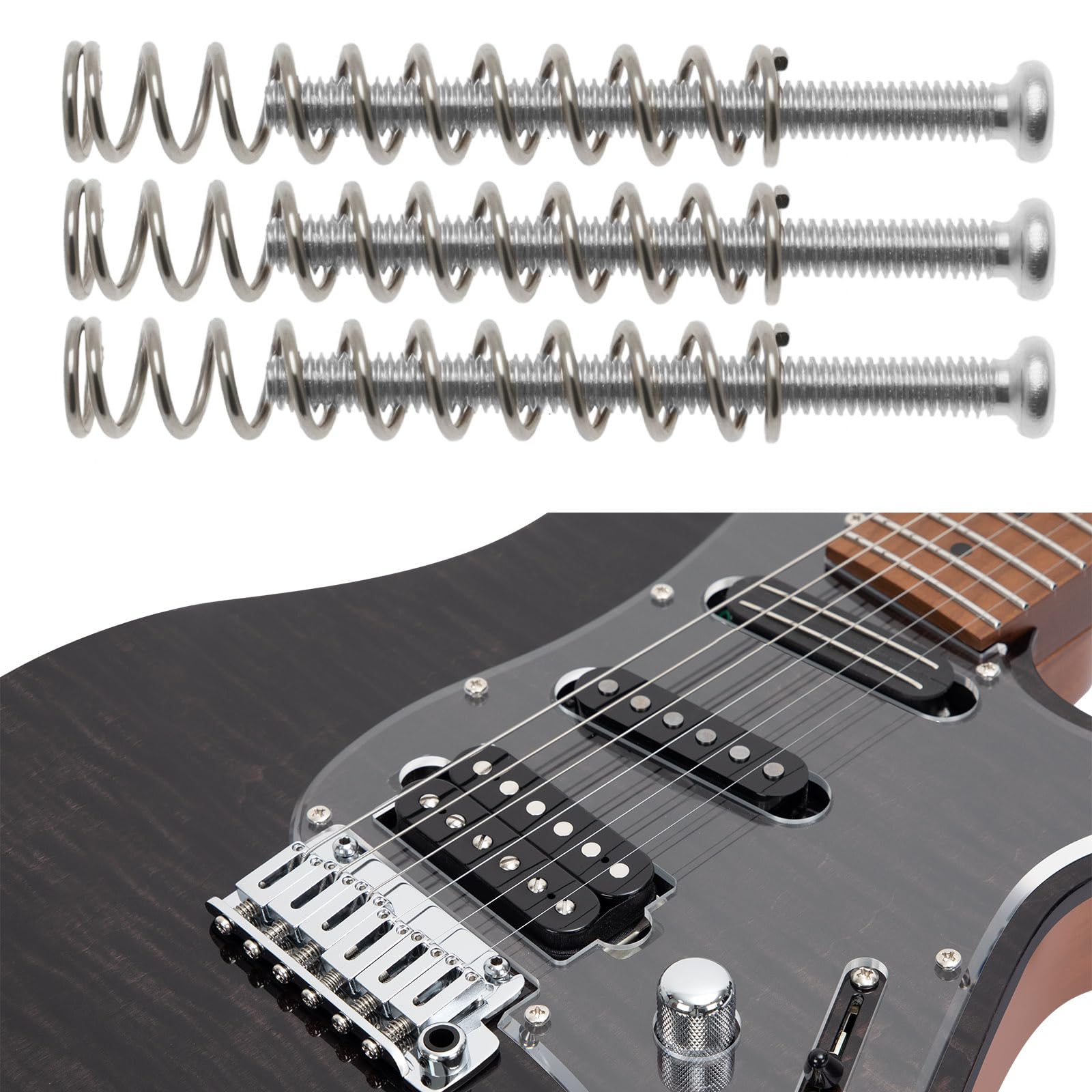 Create idea 8 Sets of Humbucker Pickup Mounting Screws M2.5 x P0.45 Length 31mm with 28mm Springs for Guitar Double Coil Pickup Installation and Adjustment - Image 3