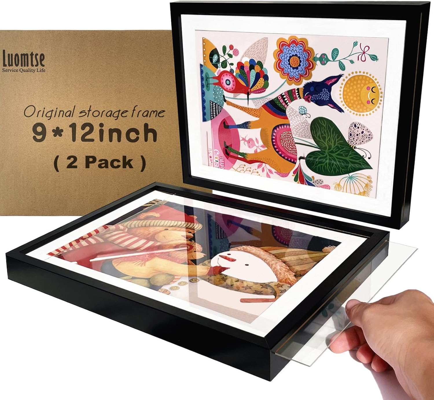 LUOMTSE 2Pcs 9x12 kids art frames,kids artwork frames