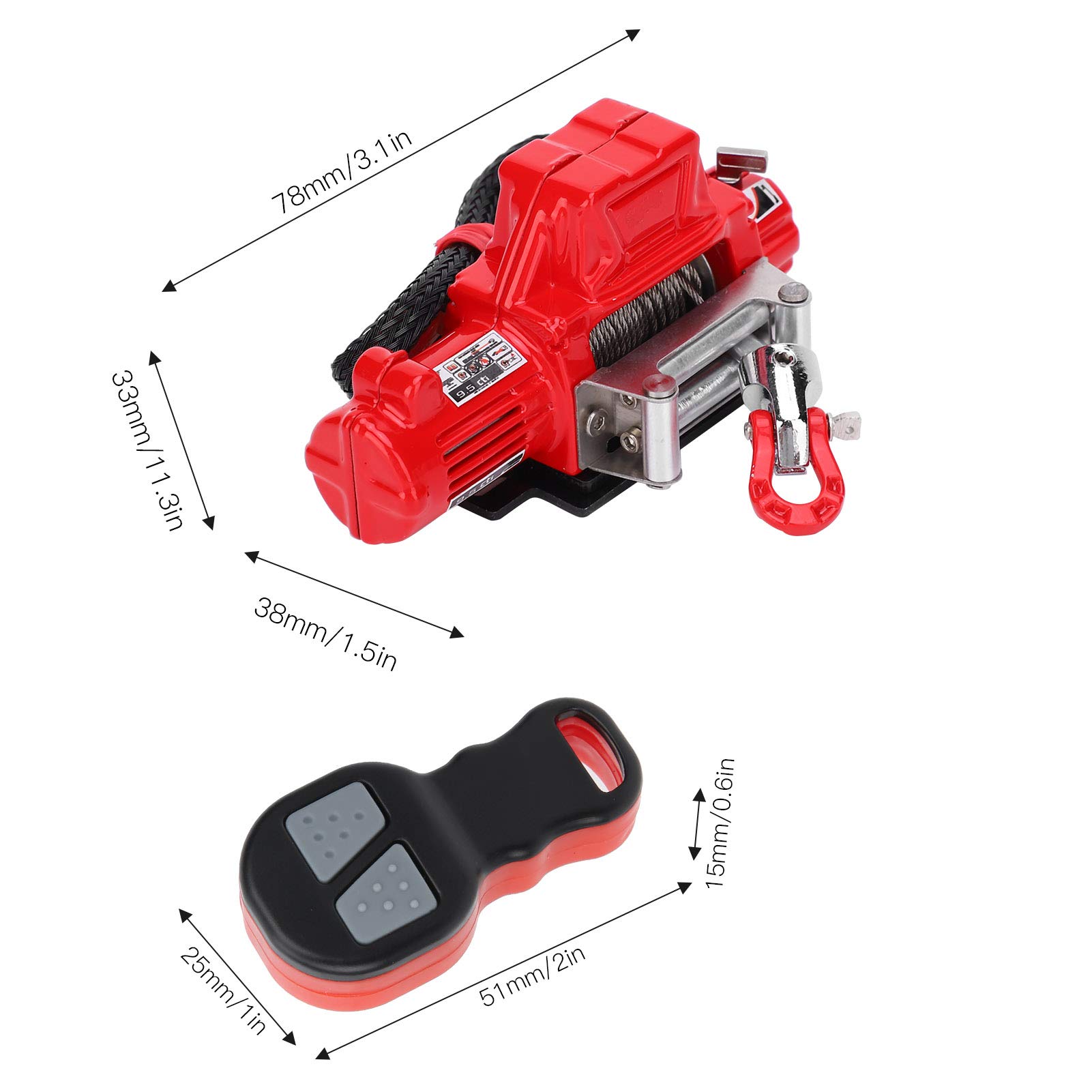 Cabrestante RC Simulado Con Control Remoto Y Receptor – Compatible Con Axial SCX10 90046 Y Traxxas 1/10 – Carga De 3-6 Kg Y Alcance De 20m – Accesorio Para Coches RC