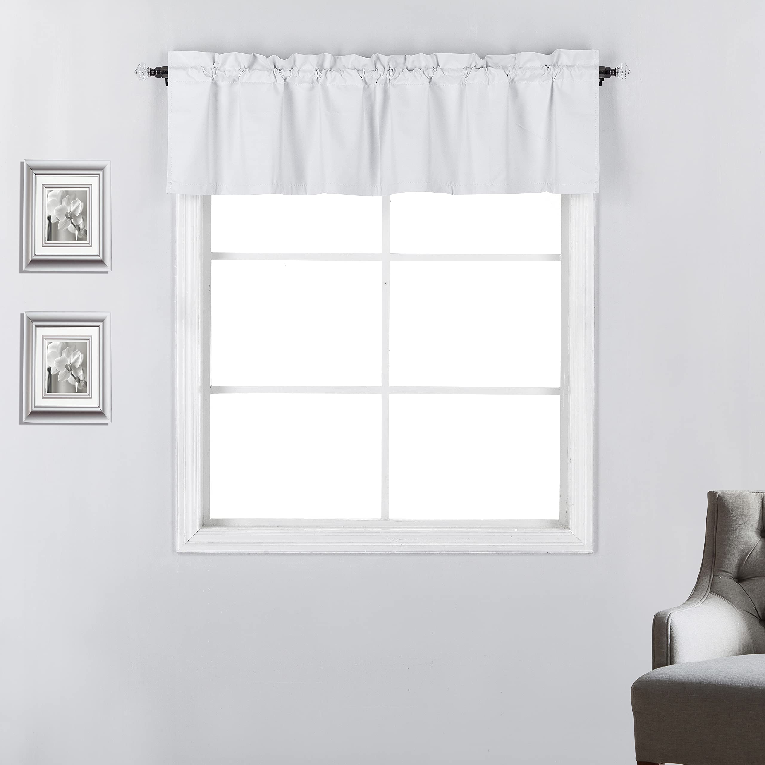 100% Blackout Thermal Insulated Rod Pocket Window Curtain Valance, 1 Piece, 52