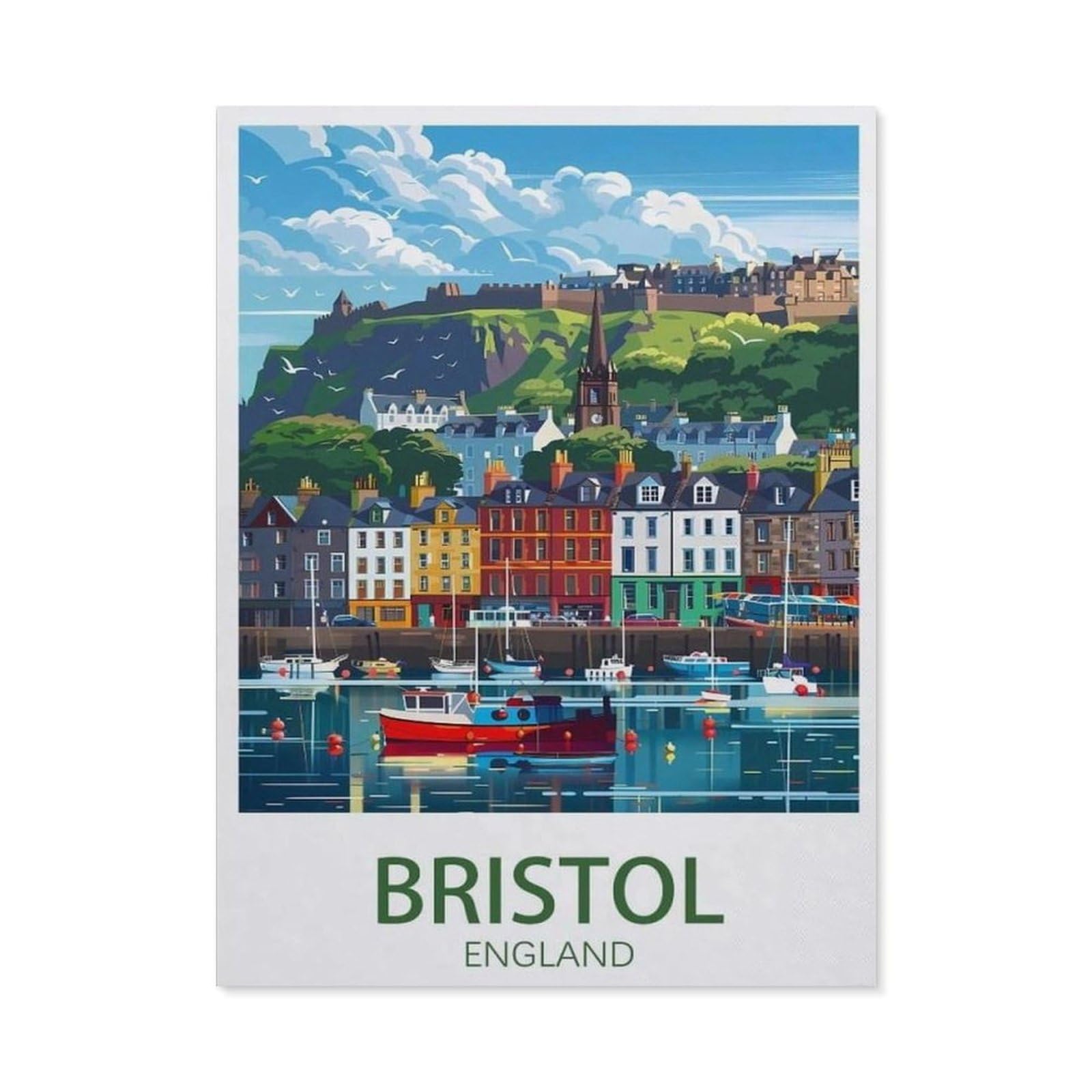 paper Jigsaw 1000 Piece，Bristol England vintage travel poster coast，Educational Toys For Adult Birthday Gift（50x70cm）-AX57