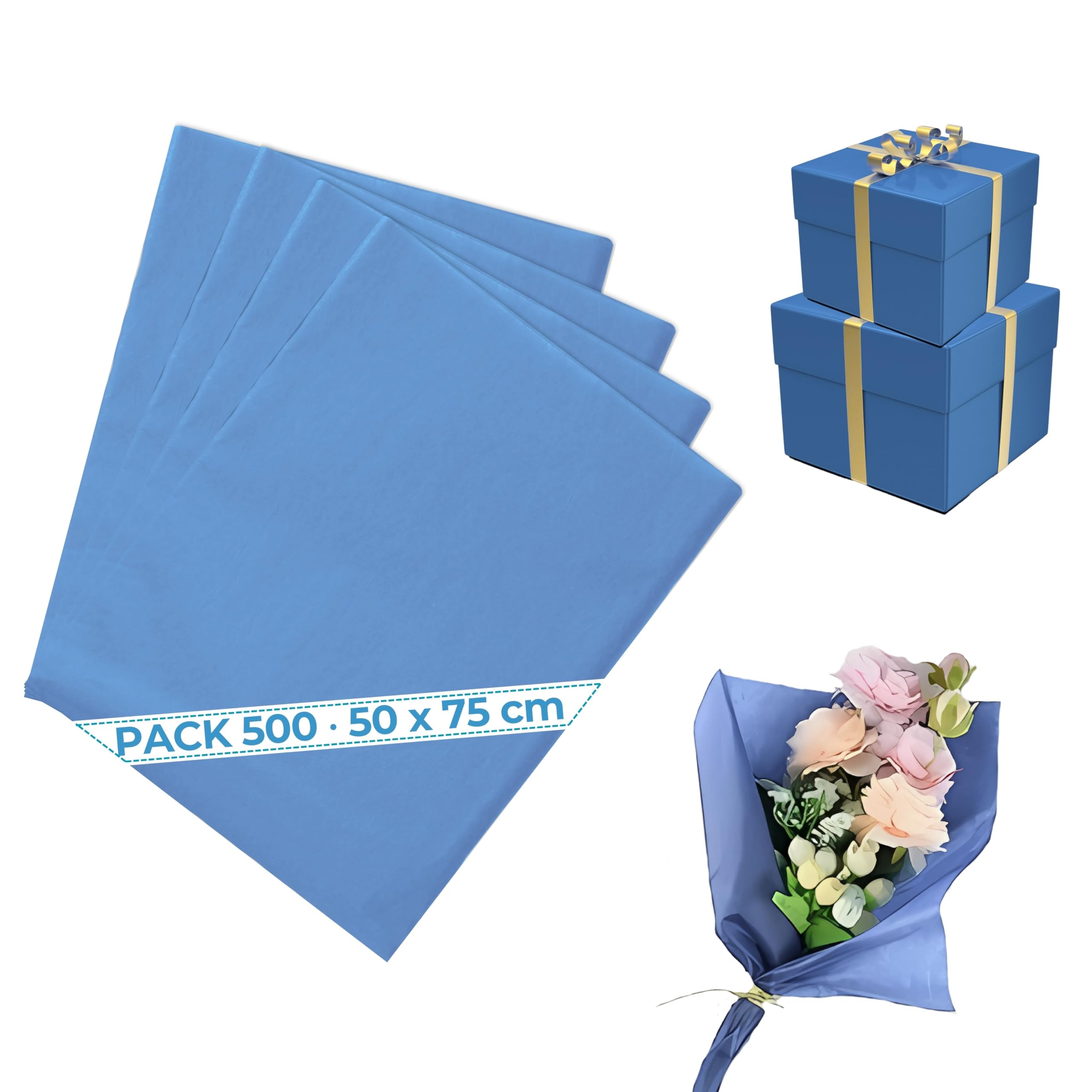Carta seta Sky Blue (confezione da 500) 50 x 75 cm