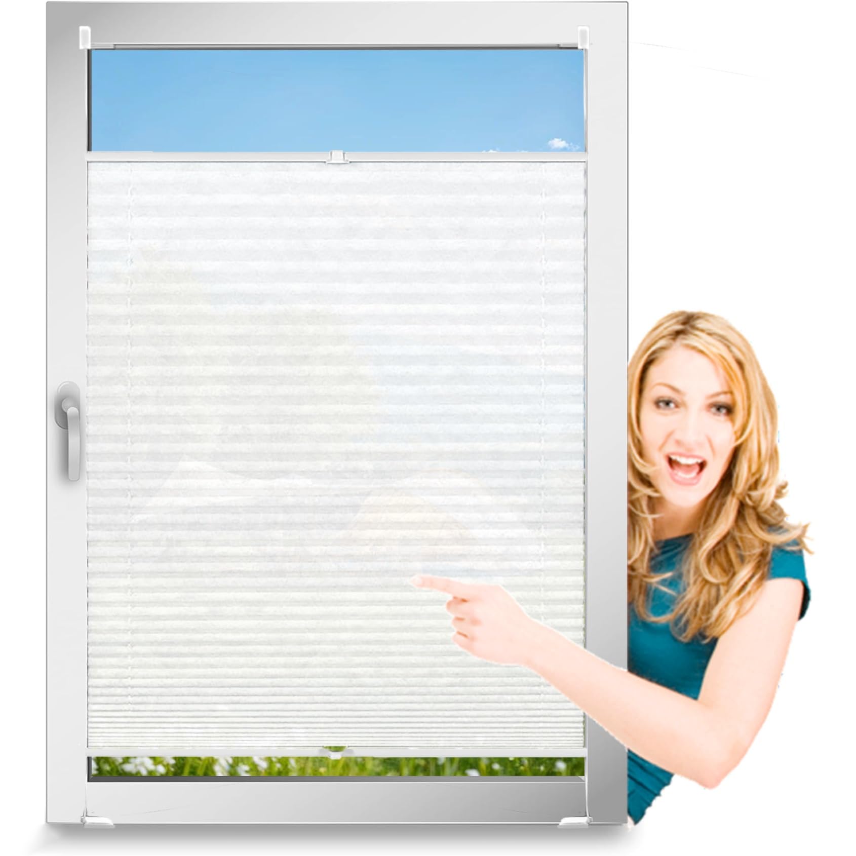 Plissee Klemmfix Ohne Bohren 20 x 45 cm, Nach Maß Qualität Ohne Bohren, Easyfix Plisseerollo Jalousie Faltrollo, Plissee Sonnenschutzrollo, für Fenster & Tür, Weiß