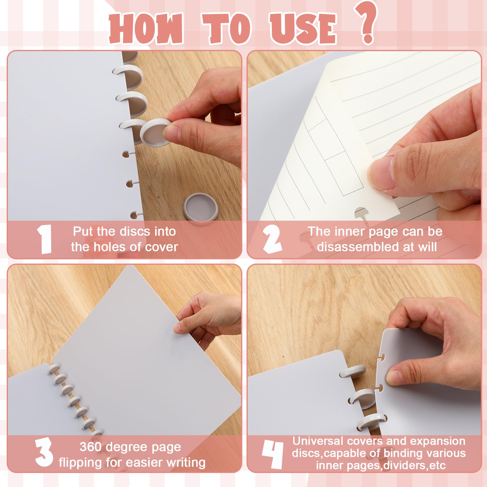 Fuutreo Lot de 8 couvertures de carnet et de disques de 21,6 x 29,9 cm, couverture en polyéthylène avec disque adapté pour remplir une page de format lettre pour le travail, les réunions, l'école