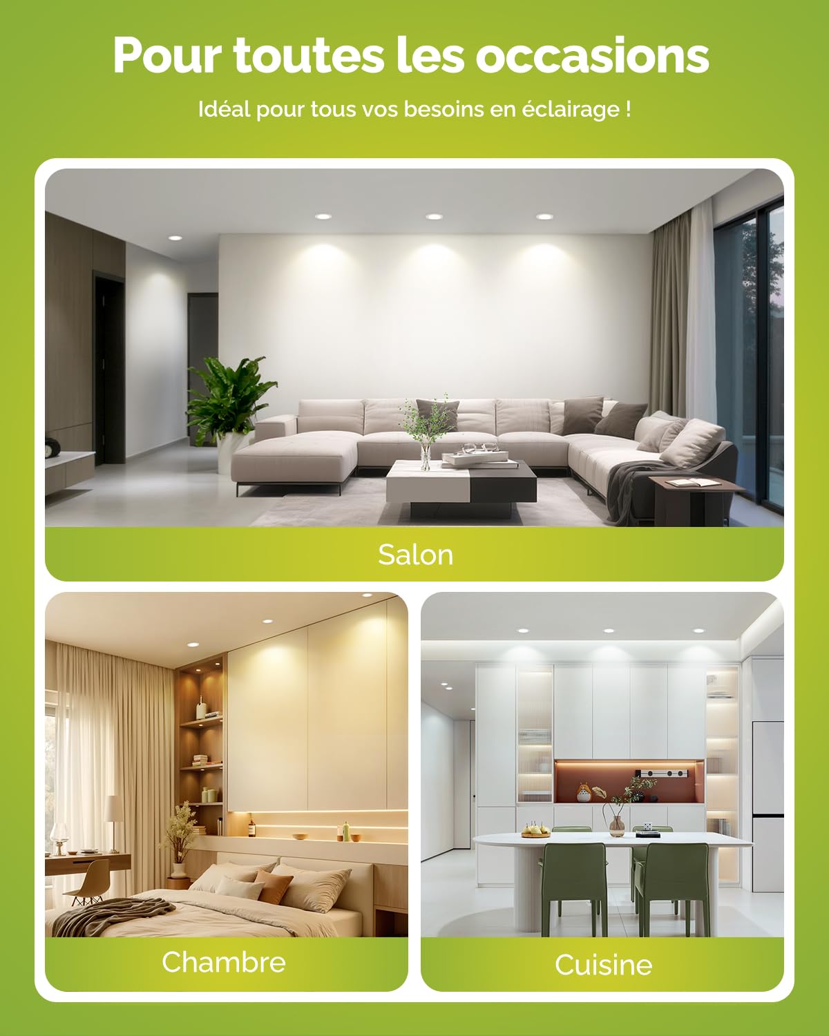 Fondiiz Spot LED Encastrable Extra Plat, 3.5W 340LM Spots de Plafond 55-68mm Découpe, Blanc Chaud 3000K Blanc Neutre 4500K Blanc Froid 6000K Reglable, Spot Salle de Bain IP44 pour Cuisine, Lot de 6