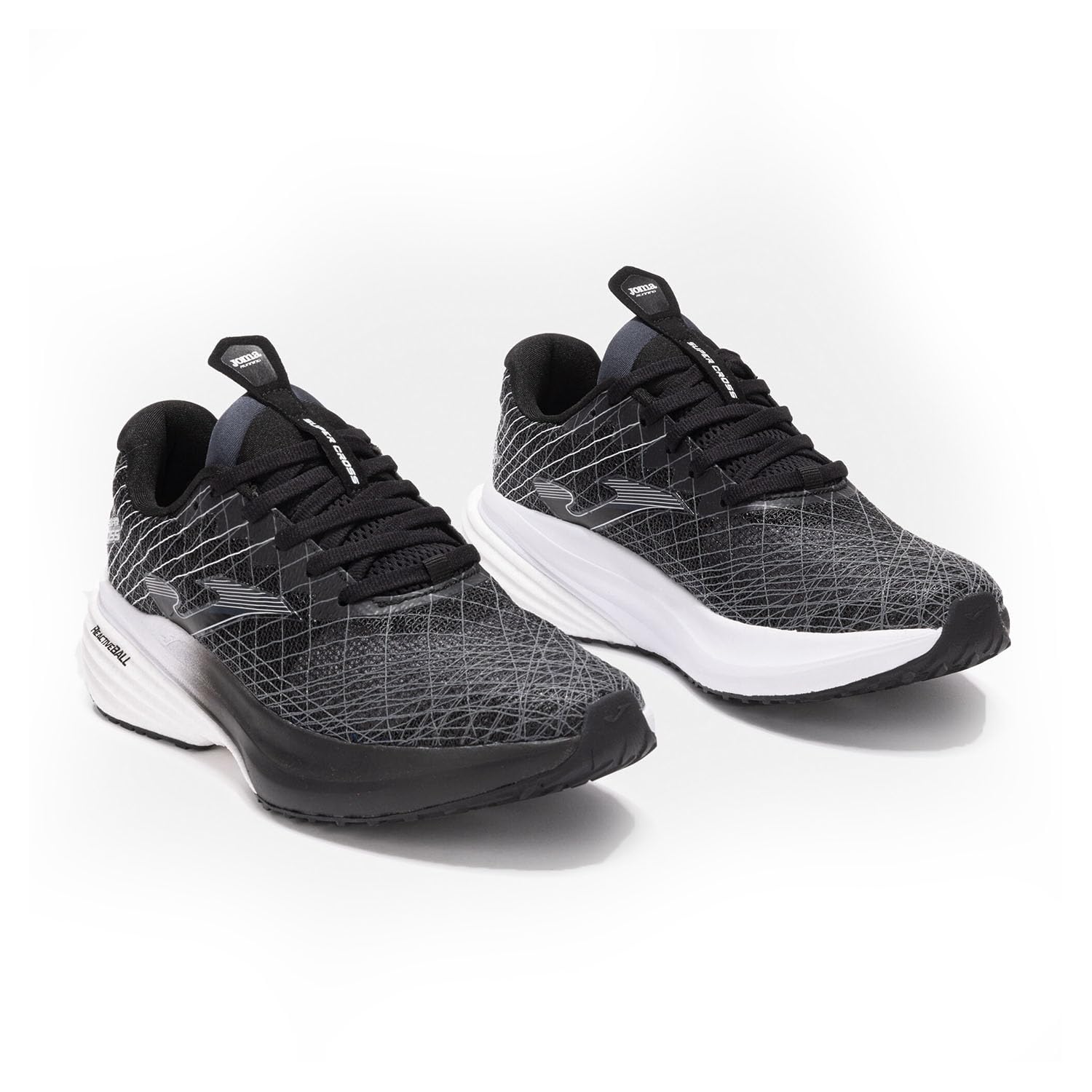 Joma Scarpe Running, 40-46, Ammortizzazione Reattiva e Stabilità - Nero, Bianco, 45 EU