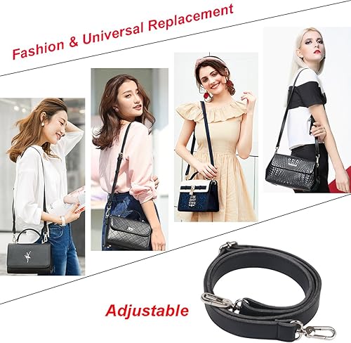 Miniatura 6 de BOMKEE Correa de hombro de repuesto de cuero de 61 pulgadas, correas universales ajustables para bolso con ganchos giratorios de metal para bolsa