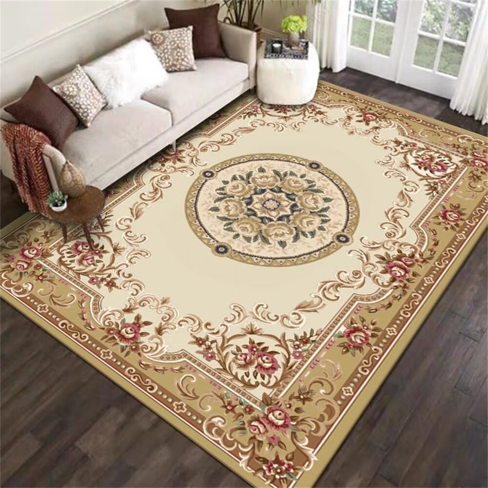 Tapis de salon vintage plante rouge durable et doux pour chambre enfant