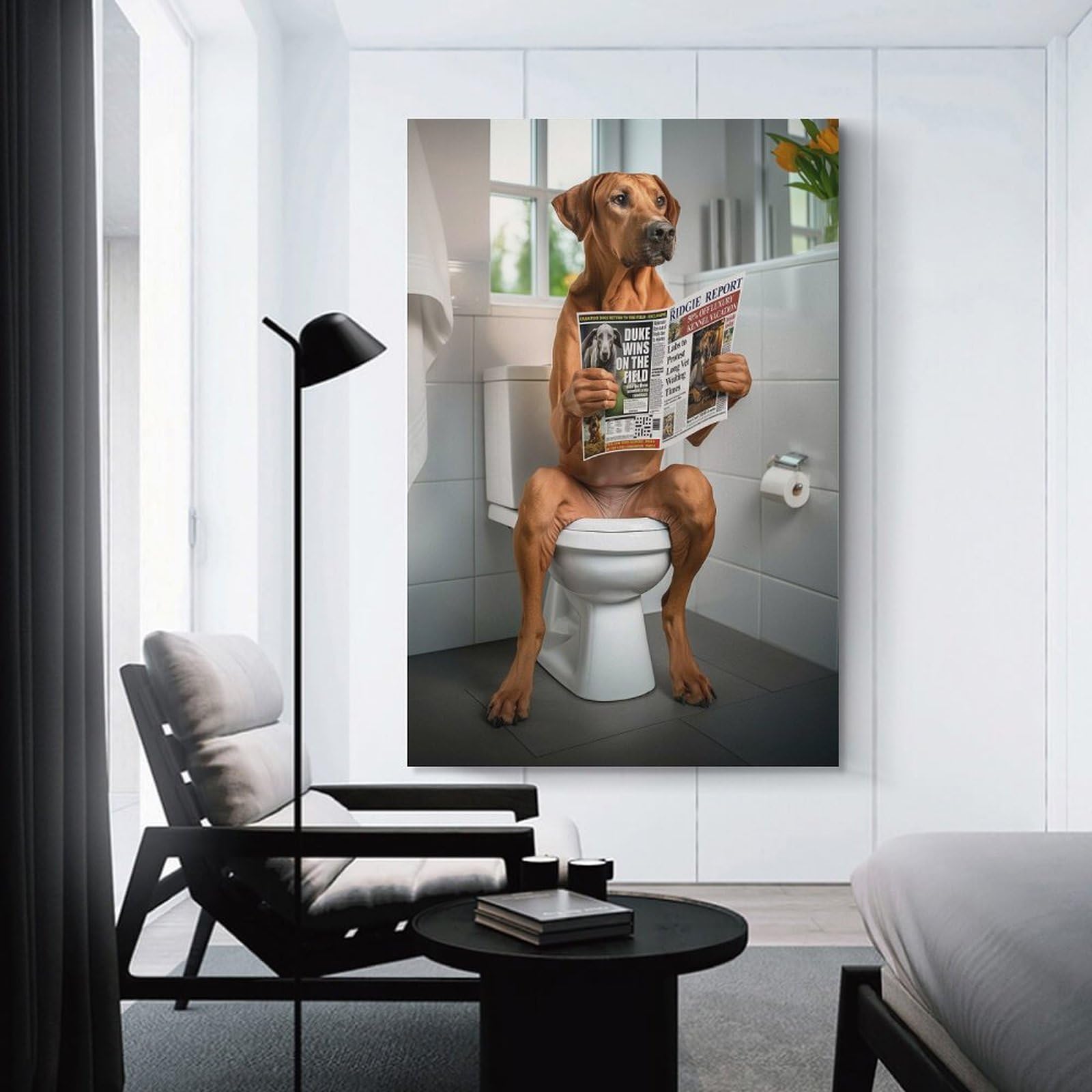 Junmoney Unframe-Style-16 Rhodesian Ridgeback Toilet Decorative Wall Artwork, 08X12inch(20X30cm), For Living Spaces, Bedrooms Or Relaxed Rooms, Modern Wall Decor For Cosy Interiors