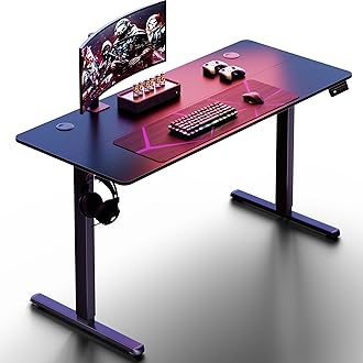 Shintenchi Standing Desk, 55x24 Inch Height Adjustable Electric Sit Stand up Desk, Ergonomic Rising Computer Table, Modern Lift Gaming Desk Workstation for Home Office, White