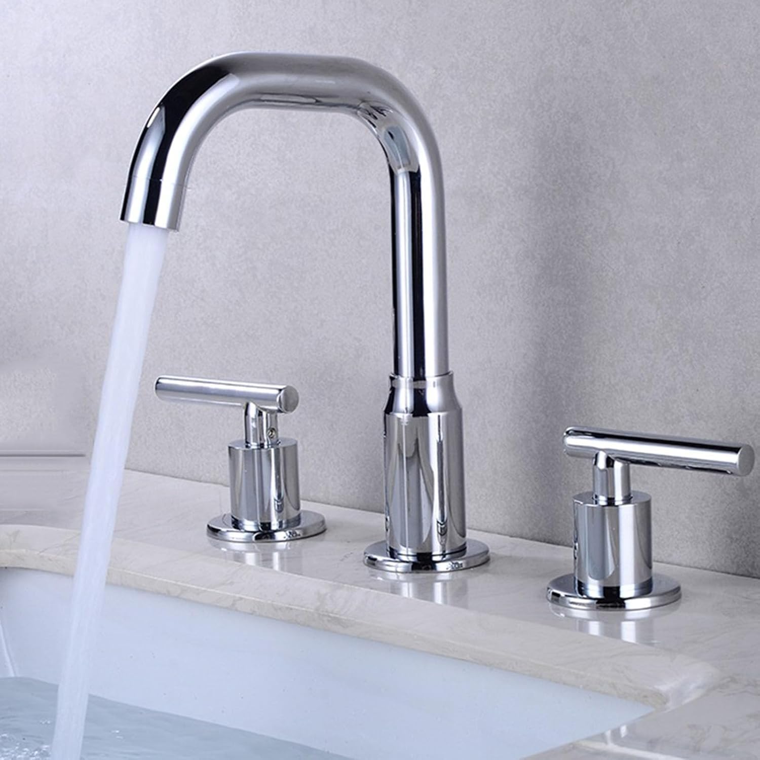 Robinet évier de salle de bain 3 trous pivotant pour éliminer les éclaboussures
