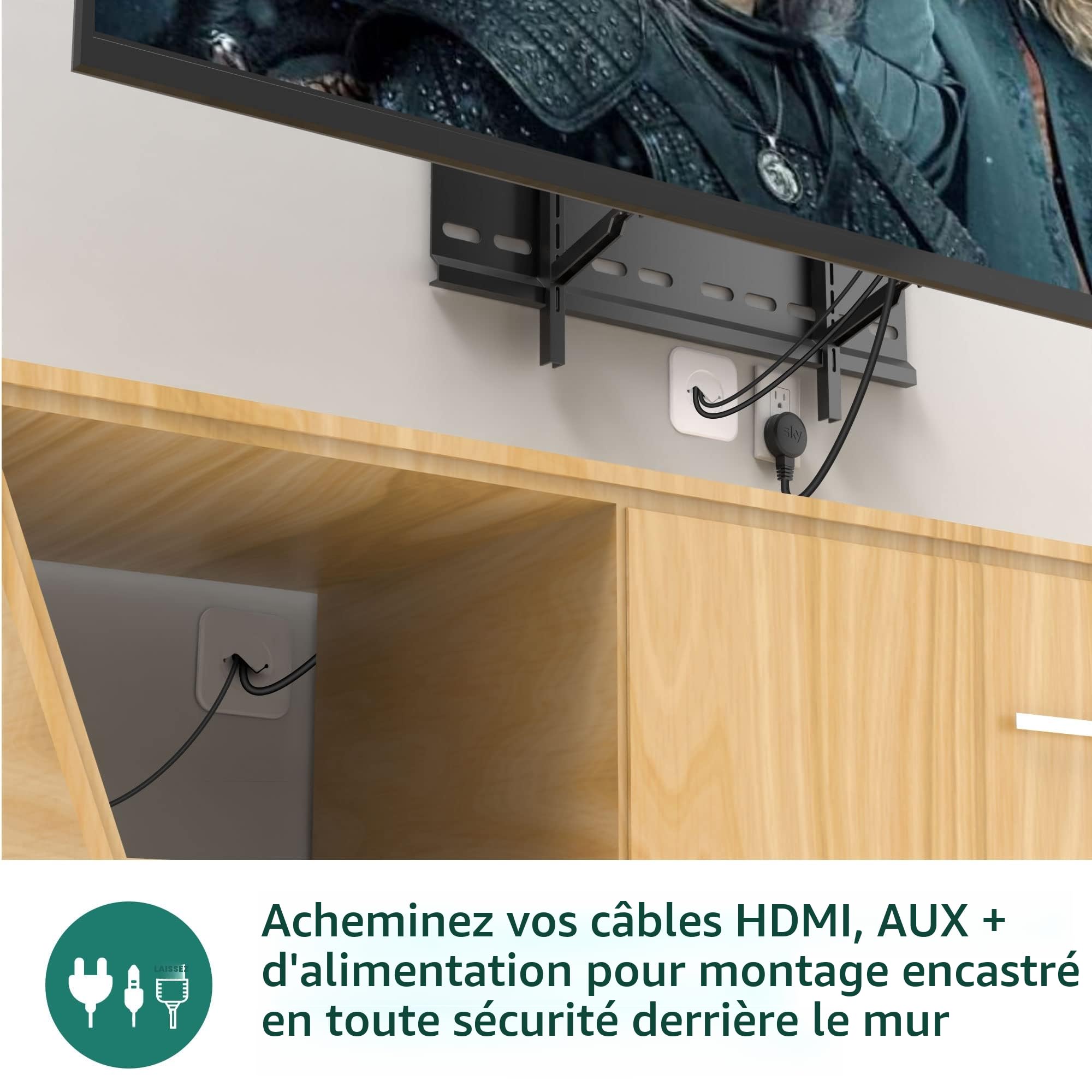 HomeMount Passe Câble Mural TV Encastré Ø76 mm avec Scie – Lot de 2, Blanc | Scie incluse, cache HDMI et alimentation, installation discrète, mur propre sans fils