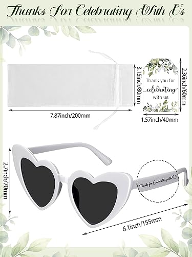 Miniatura 2 de Paquete de 50 lentes de sol de corazón blanco a granel, regalos de despedida de soltera, despedidas de soltera, regalos para invitados para fotos