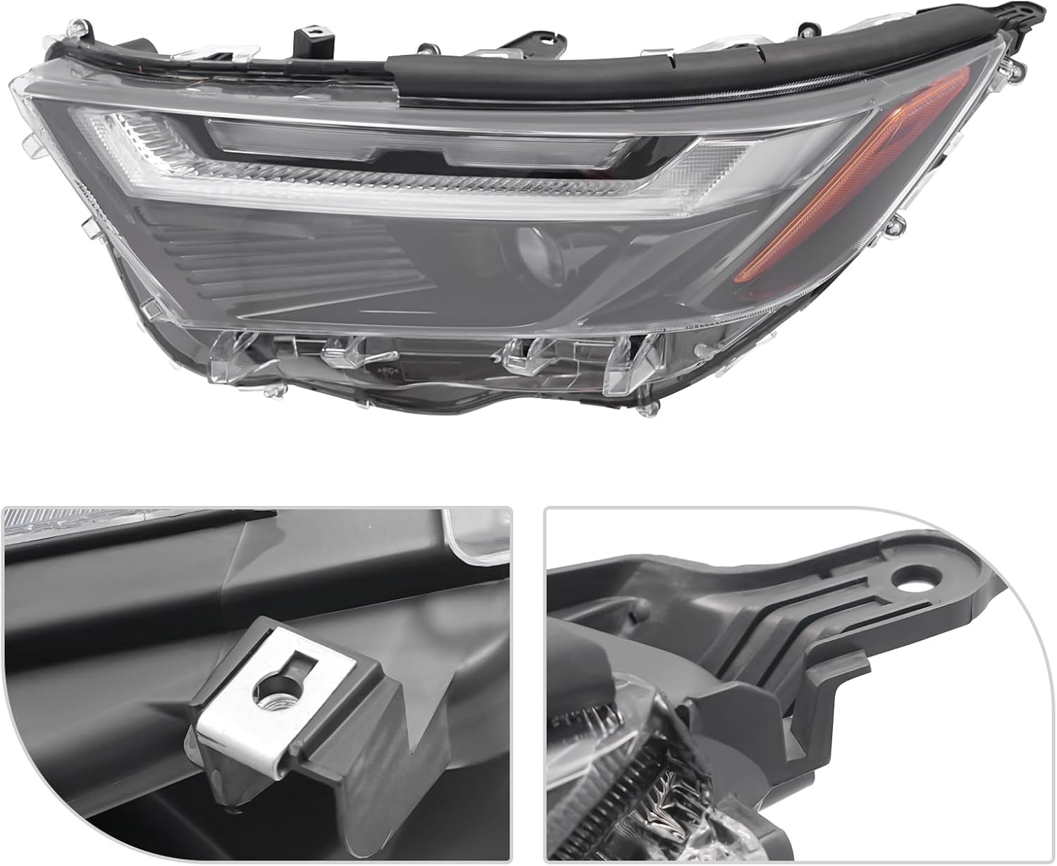 Full LED Headlight Assembly for Toyota Rav4 XLE 2022 2023 Headlamp Replacement with DRL Direct Fit OEM 8115042D90, w/Turn Signal Light Side Marker Lamp Driver Side Head Light