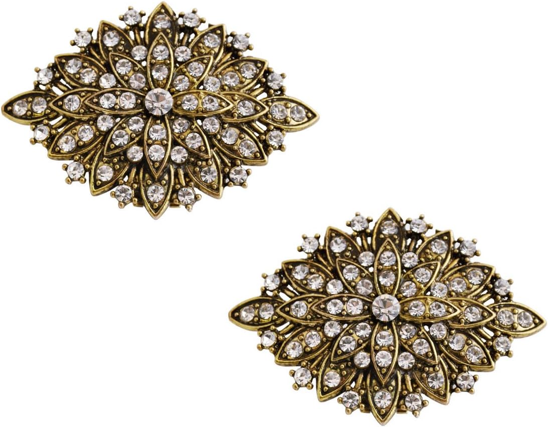 ELEGANTPARK CG Antique Gold Leaf Design Rhinestones Wedding