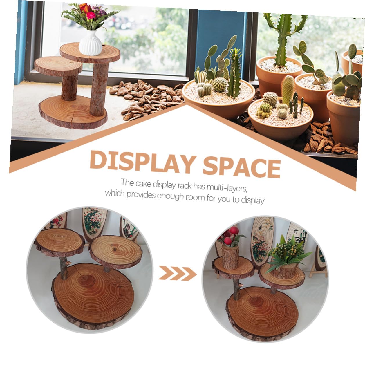 Soporte de Madera para Cupcakes y Pasteles de 3 Niveles Bandeja Rústica para Postres y Frutas Exhibidor Multiusos para Bodas Fiestas y Decoración de Mesa