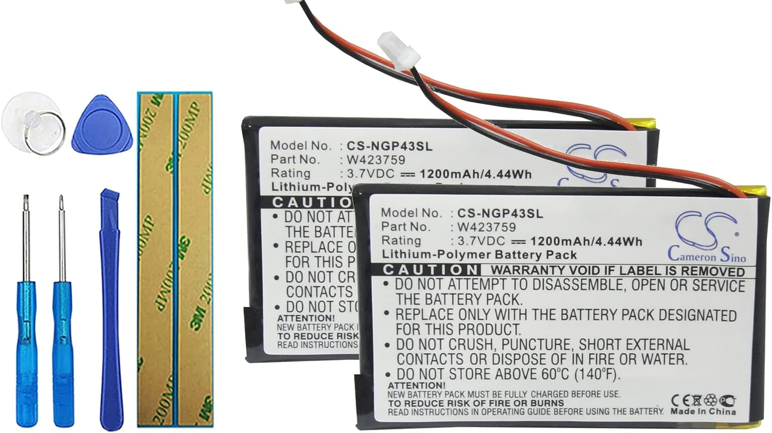 2P W423759 1200mA Replacement Battery for NavGear StreetMate GP-43