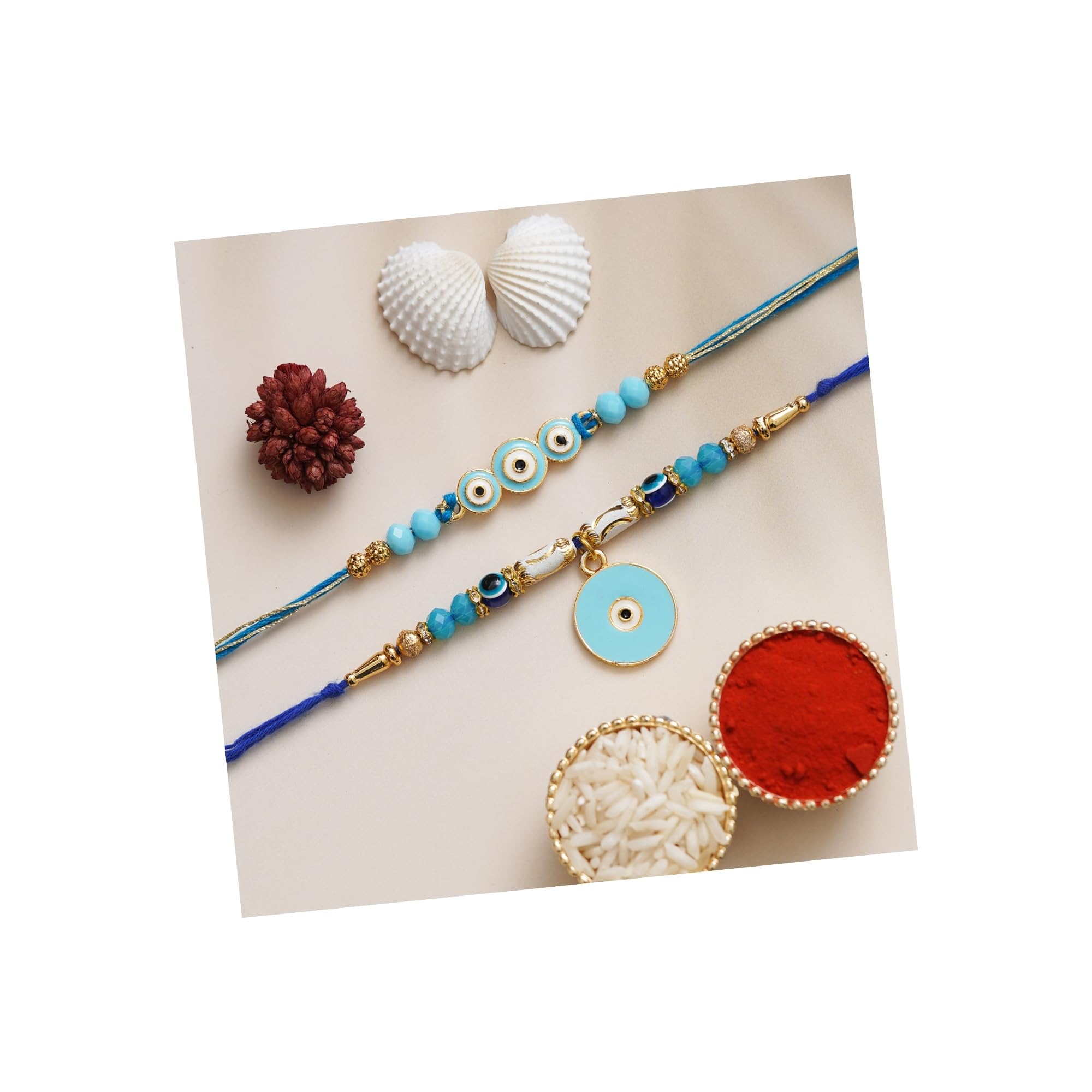 eCraftIndia Set of 2 Evil Eye Designer Rakhis with Roli Chawal Pack - Rakhi for Brother, Bhaiya, Bhai (B0C8NPKY5Y) Amazon Price History, Amazon Price Tracker