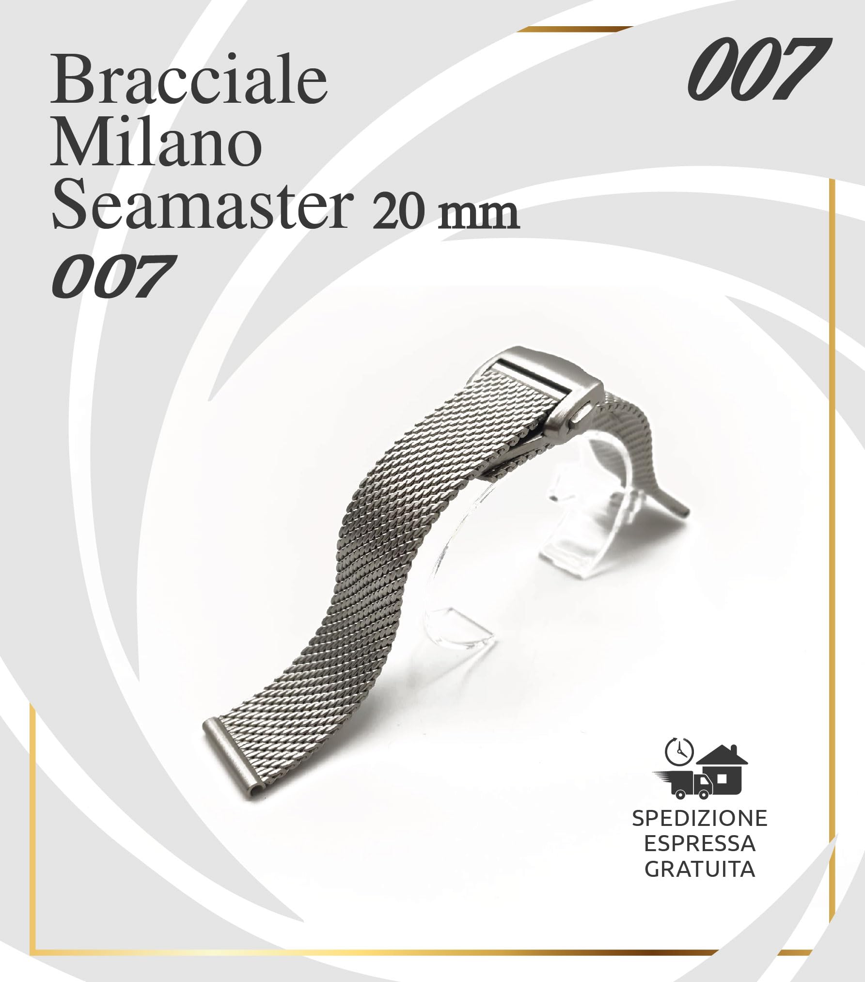 Milano-Armband Silber Voll INOX 316L MIilan ONE MORE Armband 20 mm kompatibel mit Omega Seamaster 007" Sub Diver