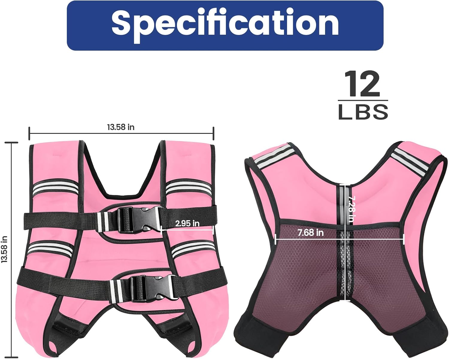 Zikopomi Weighted Vest Woman Man, 6lb/8lb/12lb/16lb/20lb/25lb/30lb Weight Vest with Reflective Stripes for Workout, Strength Training, Running, Fitness, Muscle Building, Weight Loss, Rucking Vest - Image 5