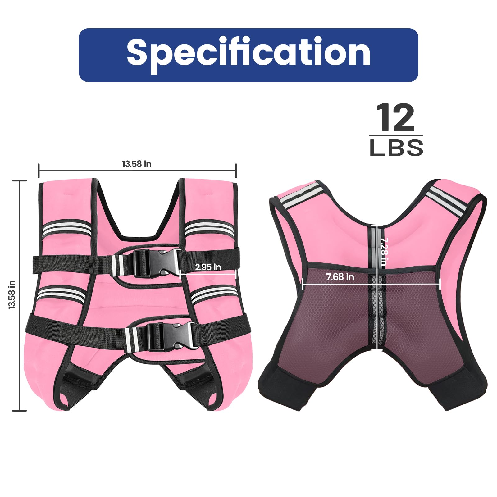 Zikopomi Chaleco con peso para mujer y hombre, chaleco de peso de 6 libras/8 libras/12 libras/16 libras/20 libras/25 libras/30 libras con rayas reflectantes para entrenamiento, entrenamiento de fuerza